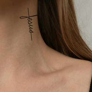 "Jesus" name tattoo 1 - Temporalis