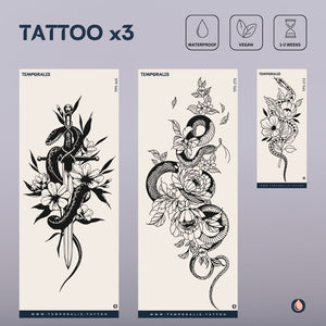 Snake & Flower - XL Tattoo Kit (3 tattoos) 2 - Temporalis